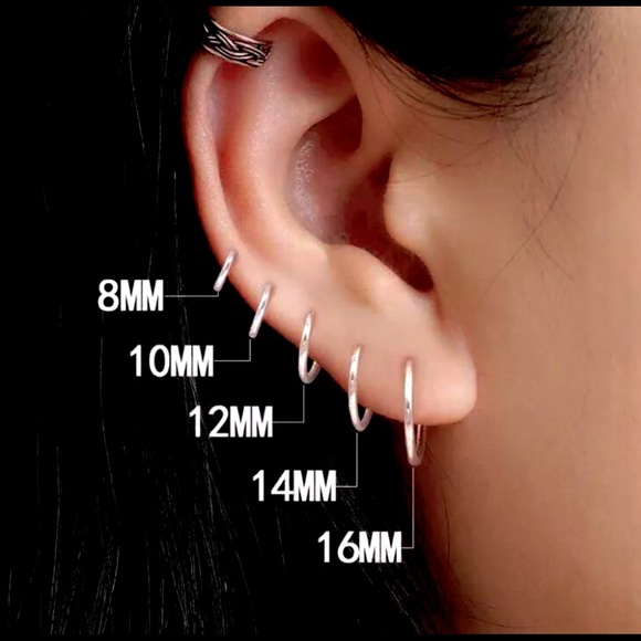 Sterling Silver 18mm x 2mm Click Top Hinged Hoop Earrings - Picture 3 of 6